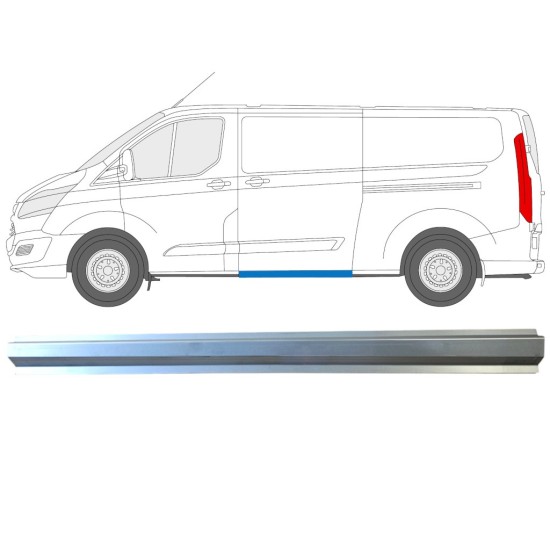 Slenkstis apatinė durų slankiojančių už Ford Transit Custom 2013-2023 / Kairė 16897