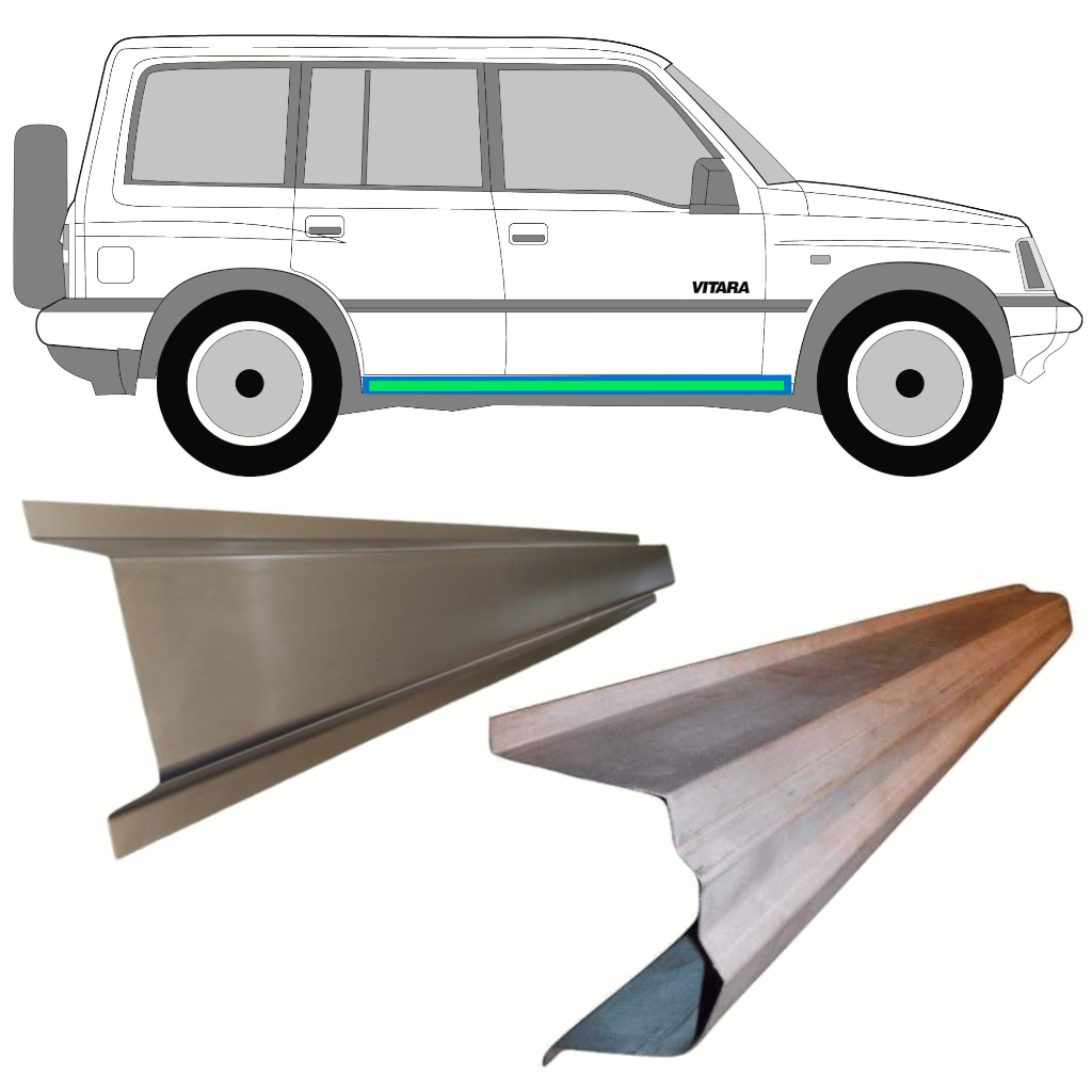 Slenkstis Vidinė + Išorinė Dalis Už Suzuki Vitara 1988-1998 / Kairė = Dešinė (Simetriška) / Rinkinys 8596