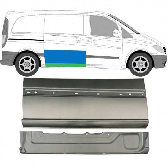 Stumdomų durų vidinė + išorinė dalis už Mercedes Vito 2003-2014 / Dešinė / Rinkinys 9647