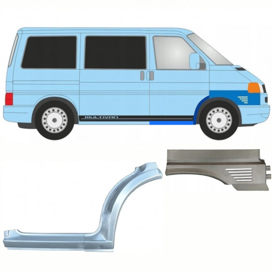 Slenkstis apatinė + priekinė arka + sparnas priekinis už VW Transporter T4 Caravelle 1996- / Dešinė / Rinkinys 10043